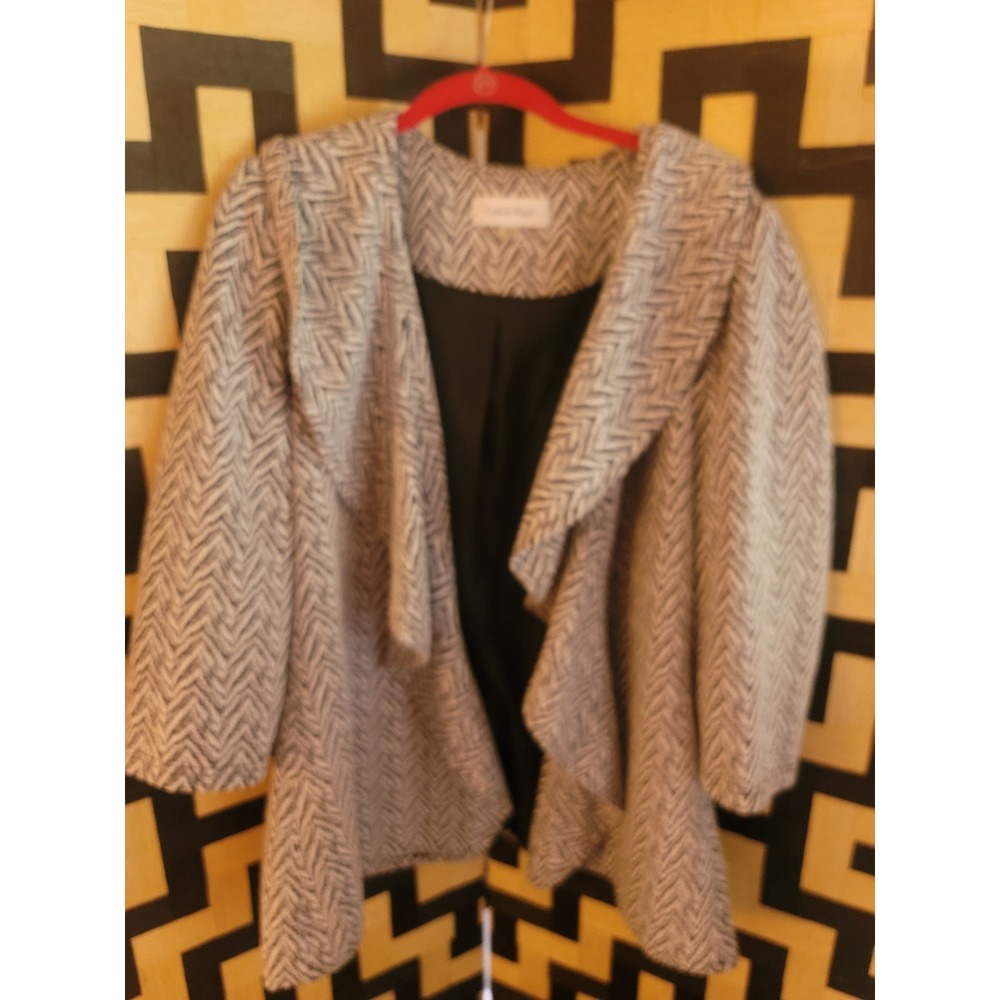 Calvin Klein Herringbone Open Front Blazer Jacket Career‎ Casual Size 14